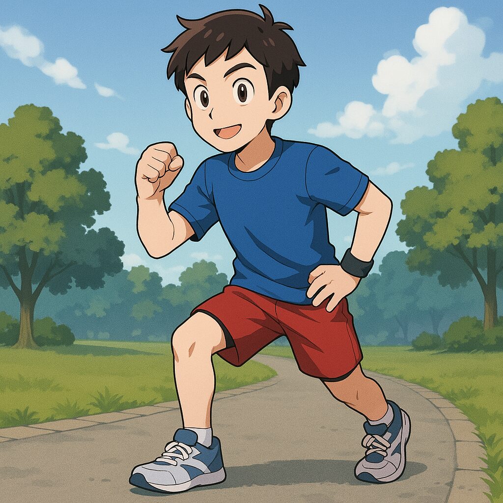 公園でランニングをしようとしている男性