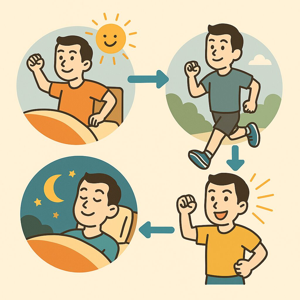 早起き、朝ランすると夜ぐっすり眠れる図解